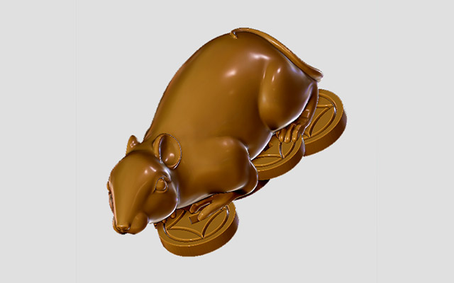 【招財鼠】立體精雕圖紙_五軸聯動加工中心YD-