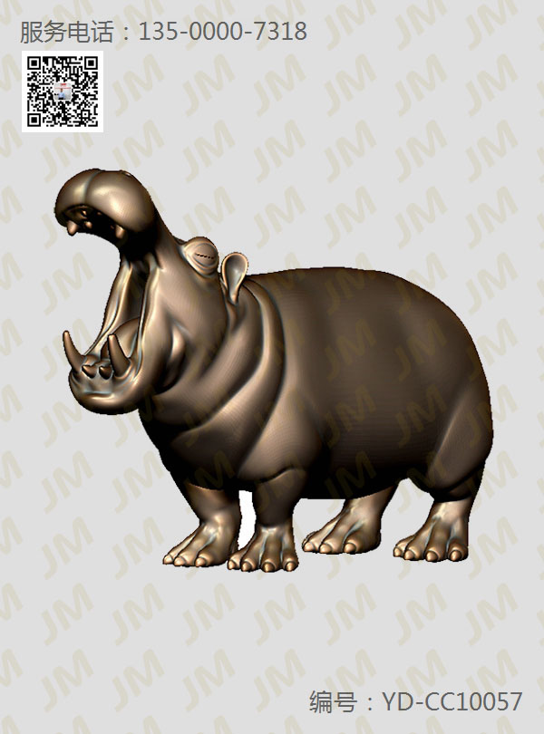 動物河馬擺件雕刻機圖紙