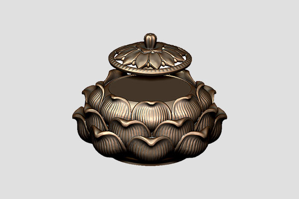 【蓮花香爐】工藝品五軸雕刻機(jī)精雕圖紙YD-CC10